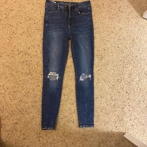 Women's Distressed Blue Jeans